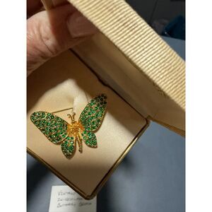 VTG Investments green rhinestone butterfly in original box